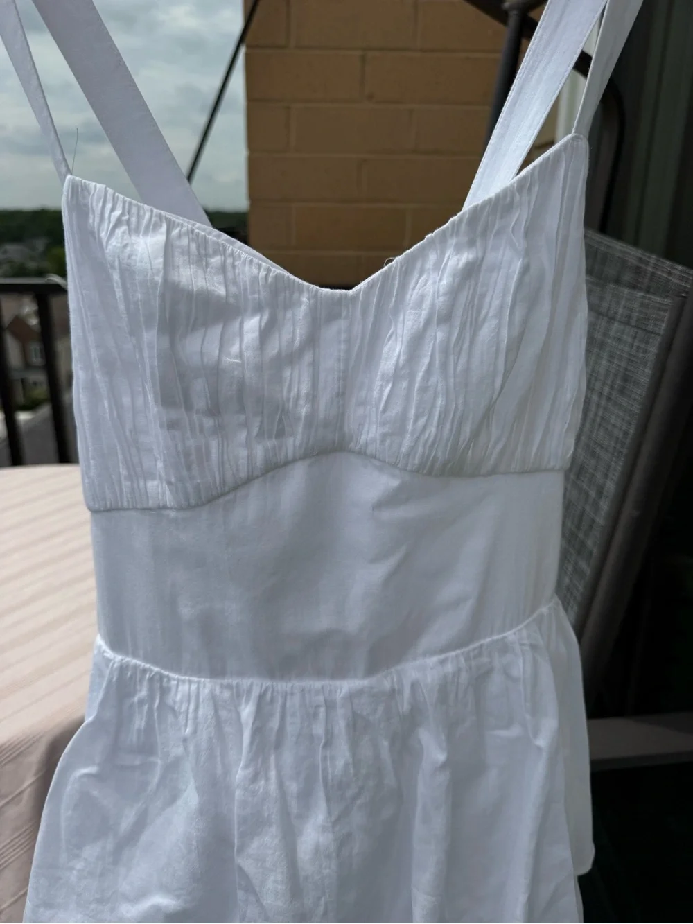 Abercrombie & Fitch White Tiered Maxi Dress with Adjustable Straps